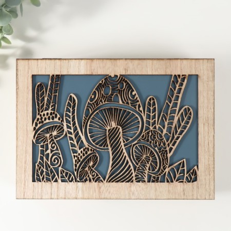 Casket wood 6 divisions "Mushrooms" beige-blue 17x24x7 cm-2