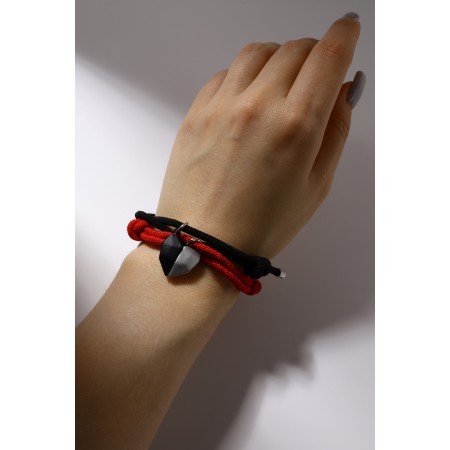 Bracelets "Demetrons" on the magnet, halves of the heart, black-red color, 7 cm-1