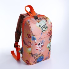 Baby backpack on lightning, 2 outer pockets, orange color