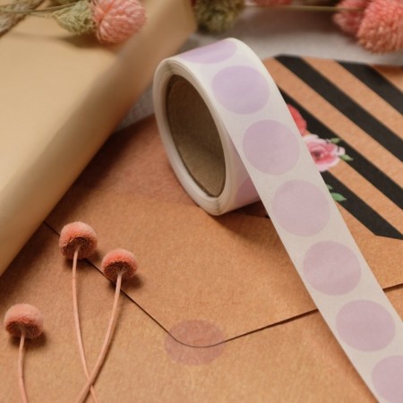 Stick transparent round color tape, mix, 2 x 2 cm, 300 pcs.