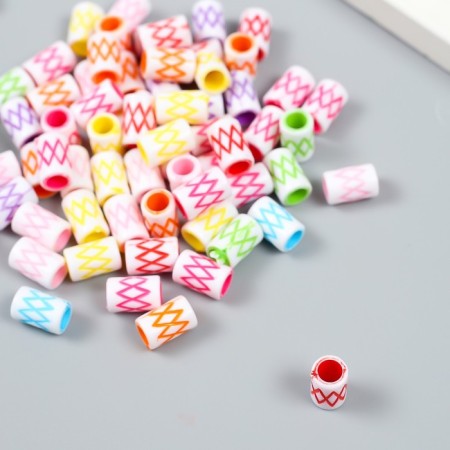 Beads for creativity plastic "Cylinders with rhombics" Color set 25 grams 1.2x0.8x0.8 cm-2