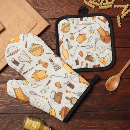 Kit. set 2 pr. 17*17 cm, mittens. 26*16 cm, 100% p/e