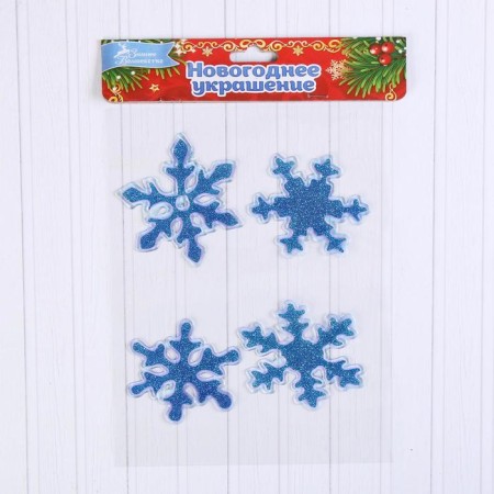 Glass Stick "Blue Snowflakes" (set 4 pcs) 8x8.5 cm, blue-2