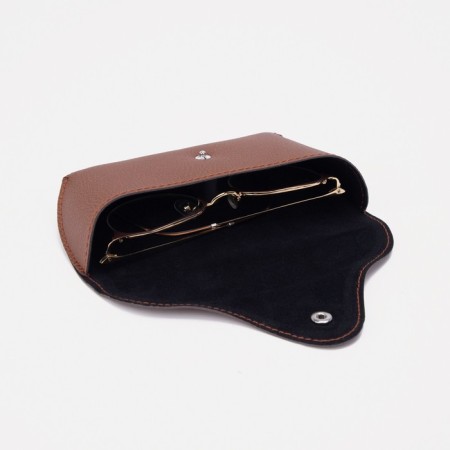 A case for glasses on the button, brown color-3