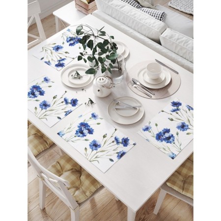 A set of napkins for setting the table “von with cornflowers”, rectangular, size 32x46 cm, 4 pcs
