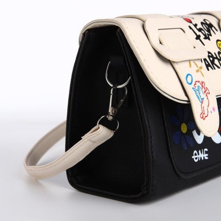 Bag Women's Messoriner, black color with white 18.5*13*8 cm-8