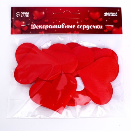 Decorative hearts, on a glue basis, set of 10 pcs., Size 1 pcs: 5 × 4.5 cm, red color-2