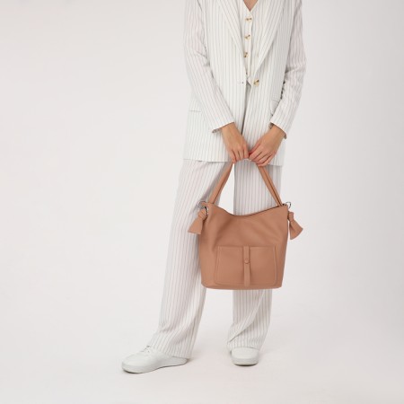 Luggage bag on lightning, 2 external pockets, pink color-9