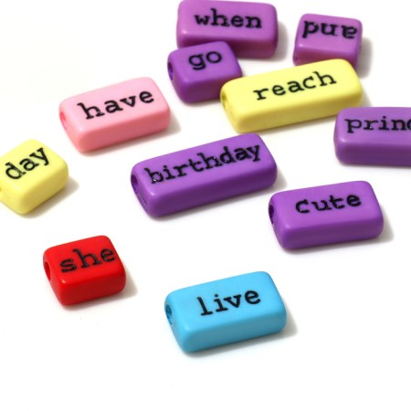 Acrylic bead "English words" mix, set 10 g, color mix-1