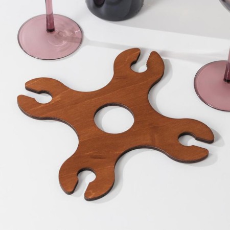 Wine and four glasses stand, 18 × 18 × 2 cm-2
