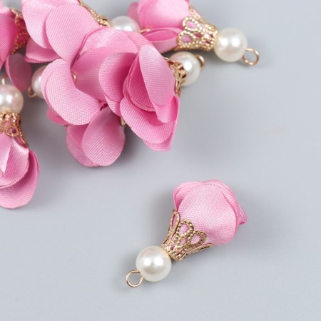 Decor for creativity Textile "Flower with a pearl. Orchid" set 10 pcs 2.5 cm-1