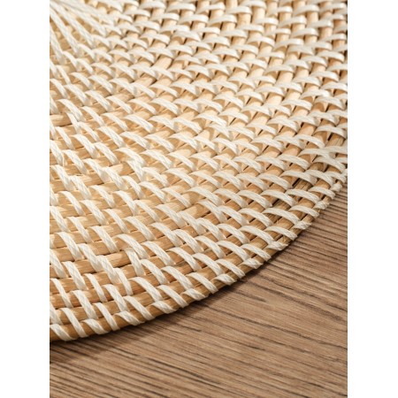 Rug -heading lane round rattan, 30x30x0.5 cm, white-3