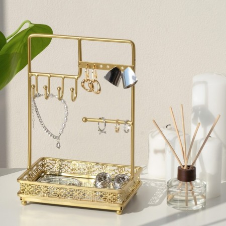 Decoration for jewelry "rectangle with hooks", 16.5 × 11 × 26 cm, color gold-3