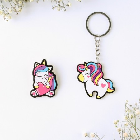 Gift set "Unicorn" icon + keychain, 6.8 x 10.5 cm.-1
