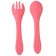 A set of children's cutlery, fork and spoon of crumb I, (silicone), pink