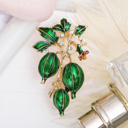 Brooch "gooseberries", green color in gold-2