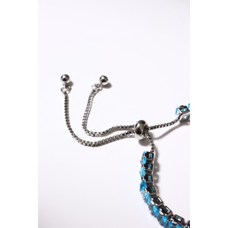 Bracelet with rhinestones "shine" on a puff, blue color in silver-2