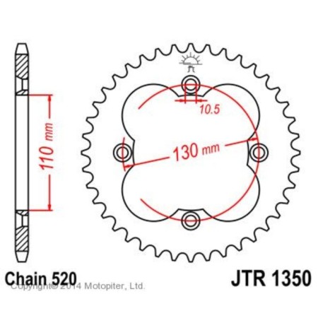 Vedica star, JT 1350.38, chain 520, 38 teeth