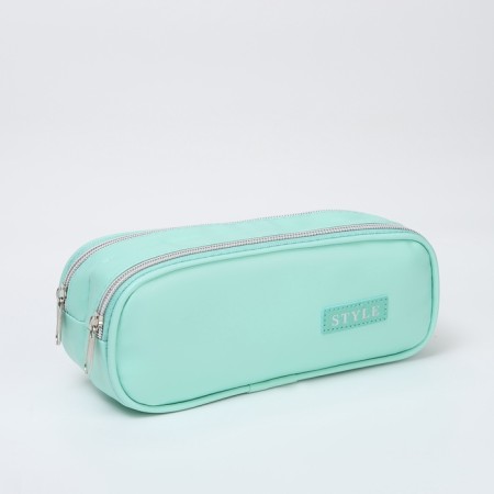 Cosmetic bag 2x Style, 21*7*8, 2 Potod on zippers, green