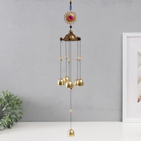 Wind Music Metal "Ganesha in Golden Flower" 5 bells 56x8 cm