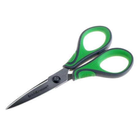 Scissors Erichkrause Megapolis, 16.5 cm, with improved 4D swoops, do not rust, handles with rubber inserts, in the blist-3