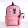 Youth backpack from textiles, 3 pockets, wallet, pink color