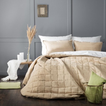 Software "Soft": a bedspread 250 x 270 cm, pillowcase 40 x 60 cm - 2 pcs, beige color-1