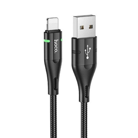 Hoco U93 cable, USB - Lightning, 2.4 A, 1.2 m, indicator, black-1