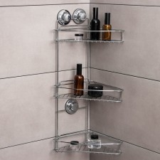 Corner regiment 3-tier Accoona, A11473-3, 20 × 30 × 57 cm, on vacuum suction cups, chromium color
