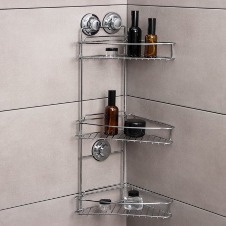 Corner regiment 3-tier Accoona, A11473-3, 20 × 30 × 57 cm, on vacuum suction cups, chromium color