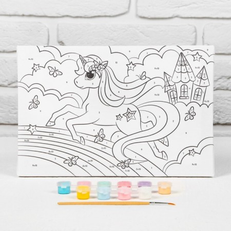 Picture on numbers for children on the subframe "Unicorn on the rainbow", 20 x 30 cm-2