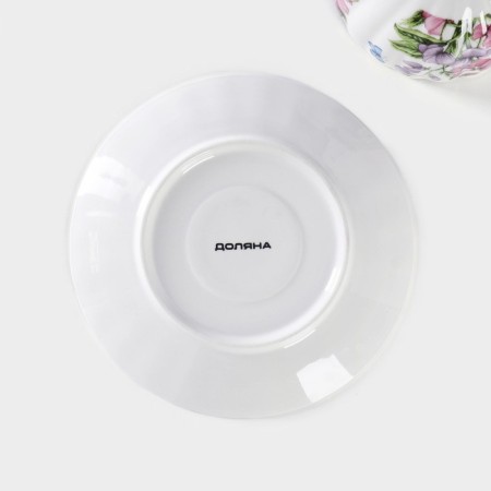 Tea couple ceramic shares “bells”, 2 items: a cup 250 ml, a saucer d = 15 cm, white color-4