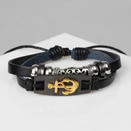 Bracelet Unisex "Grand" anchor, black color with silver-gold, d = 7 cm