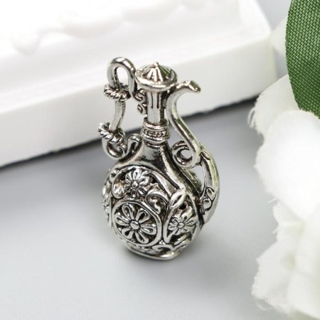 Decor Metal for creativity "A jug with flowers" silver (A19635) 3.6x2x2 cm-1