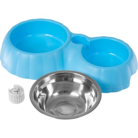 A bowl for animals with a Bradex 31.5x18x6 cm, stainless steel, plastic, blue-4