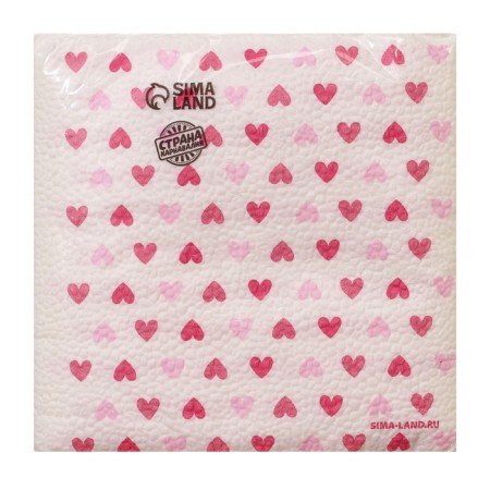 Napkins single -layer “hearts” pink 24x24 cm, set 20 pcs.-2