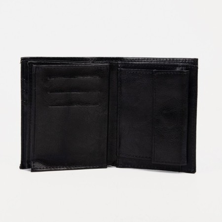 Male purse without fastening, 2 in 1, for auto documents, for bills, for cards, for coins, black color Black-4