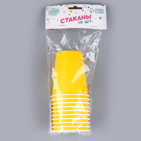 A single -single glass of a plain paper, yellow color, volume of 250 ml, set 10 pieces-4