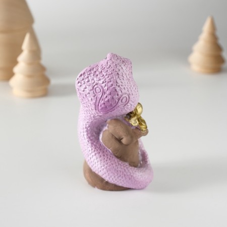 Polystone souvenir "Lilac cobra with a bag of coins" 4x4x8 cm-5