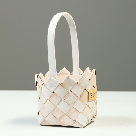 Wicker basket, 13.5x10.5/24.5 cm, white, sequoia-1