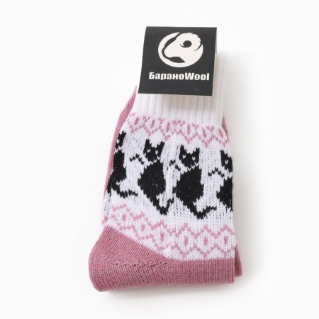Women's socks "cat", lilac color, rr 25-27-2