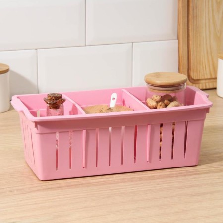 Solvement Plastic organizer for storage, 30.5 × 14.5 × 10.5 cm, with removable partitions, mix of mix-1