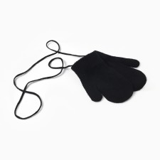 Baby mittens minku, Black color, 13.5 cm