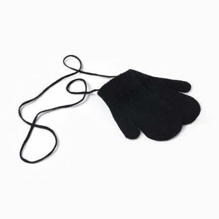 Baby mittens minku, Black color, 13.5 cm