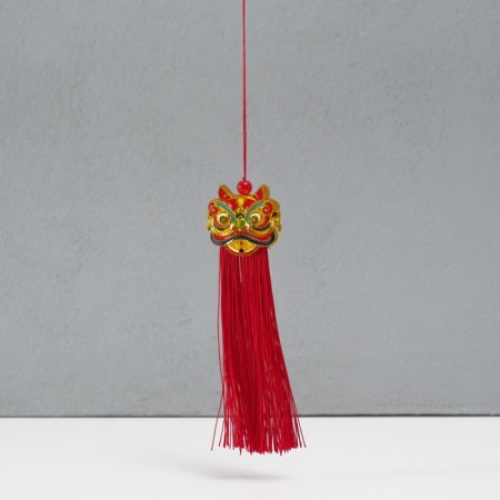 Textile suspension, plastic "Chinese lion" red 2x4x14 cm