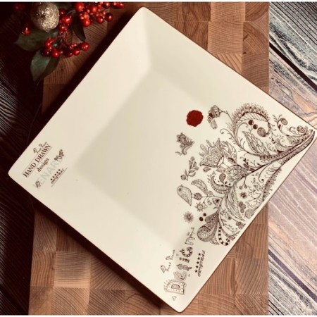 Square Lenardi "bird courtyard", size 25.5x25.5x3 cm