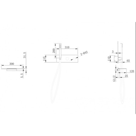 Bath mixer Abber Rund AF8731B, hidden installation, shower set, shelf, black-3