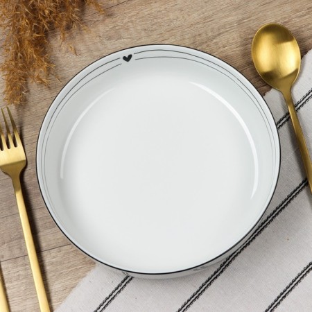 Deep plate ceramic "with love", 20 cm, 1000 ml, white color-3