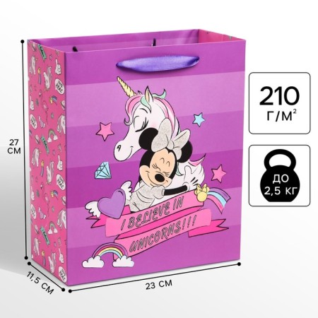Gift package, 23x27x11.5 cm, packaging, Minnie Mouse and unicorn