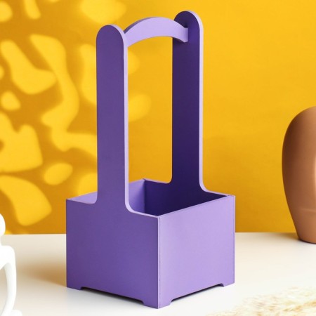 Kashpo - wooden box 13.5x13.5x30 cm, purple-1